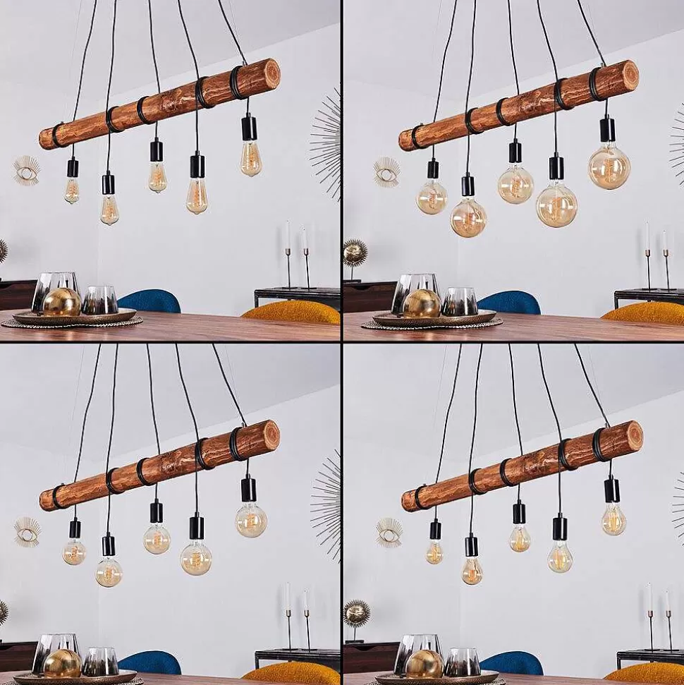 hofstein Suspensions>Suspension Canedo Brun, Noir, 5 Lumieres