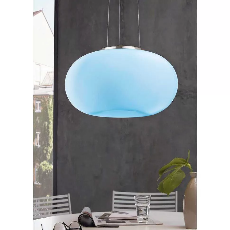 Luminaires Eglo Eglo Connect>Suspension Eglo Connect Optica-C Led Nickel Mat, 1 Lumiere, Changeur De Couleurs