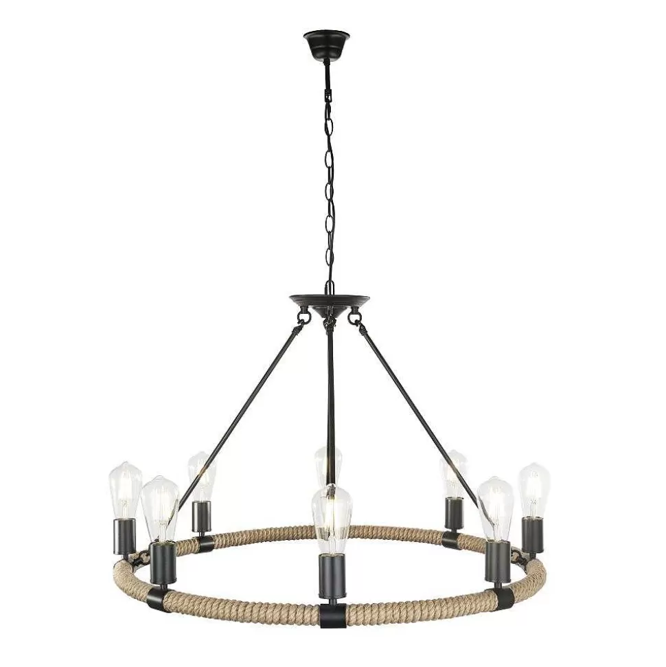 Luminaires Globo Lighting Lustres>Suspension Globo Ulleu Noir, 8 Lumieres