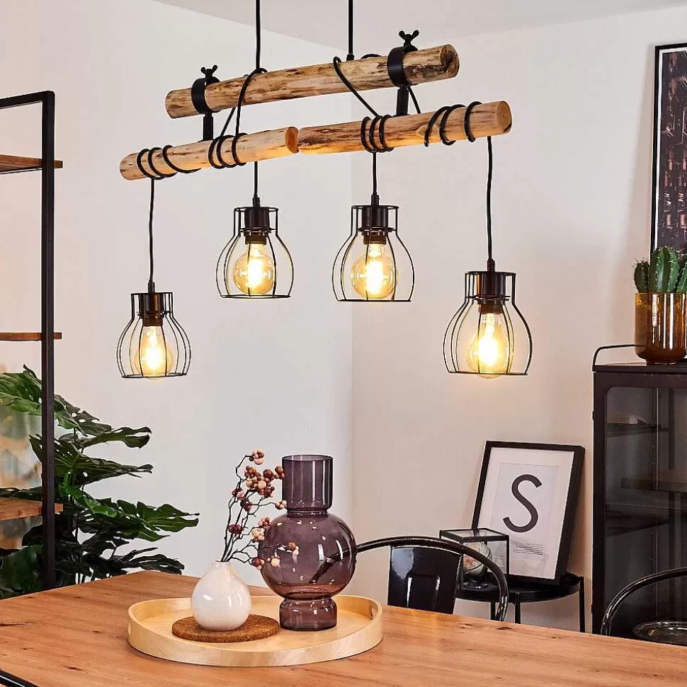 hofstein Suspensions>Suspension Gondo Bois Fonce, Noir, 4 Lumieres