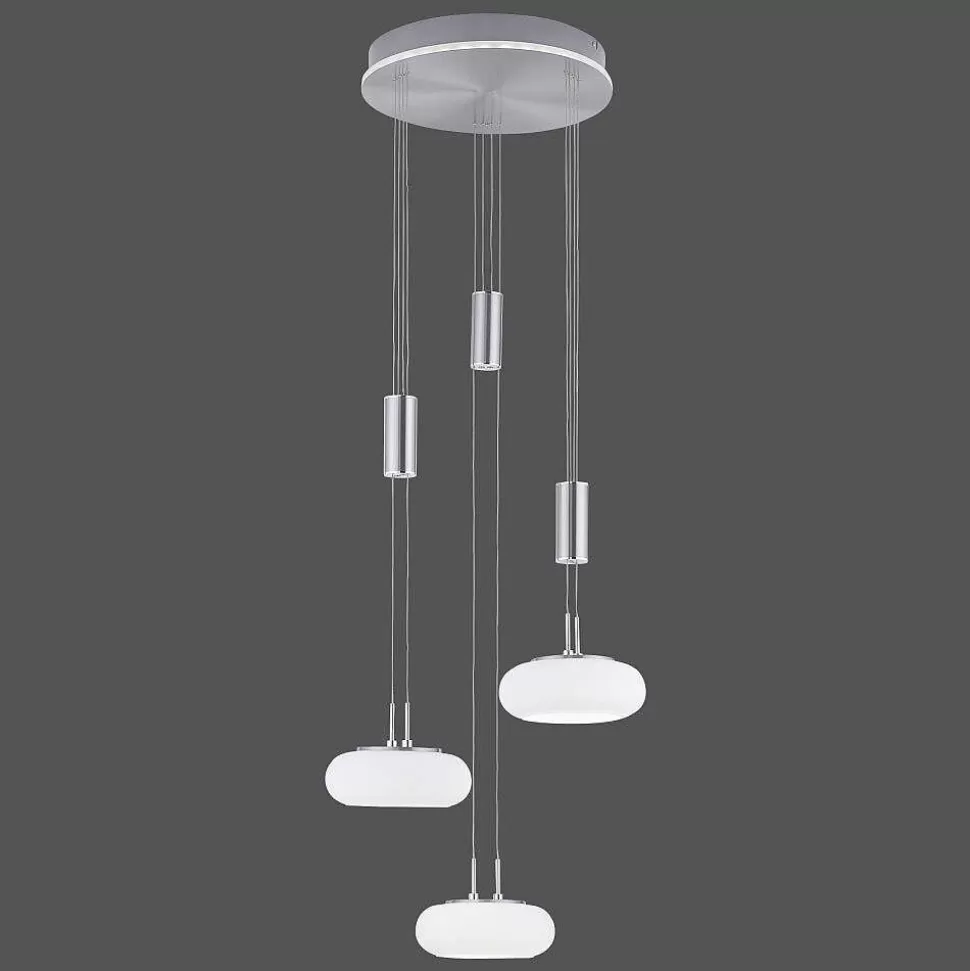Paul Neuhaus Q-Serie Paul Neuhaus Q>Suspension Paul-Neuhaus Q-Etienne Led Acier Brosse, 4 Lumieres, Telecommandes