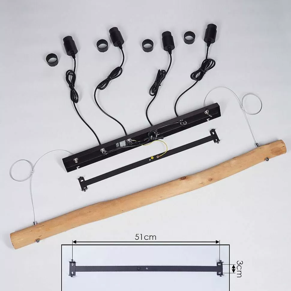 hofstein Suspensions>Suspension Seegaard Bois Clair, Noir, 4 Lumieres
