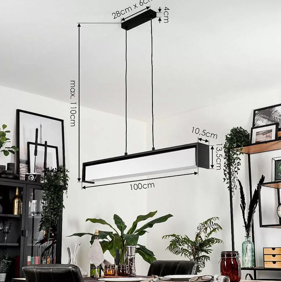 hofstein Lampes En Tissu>Suspension Siders Led Noir, 1 Lumiere, Changeur De Couleurs