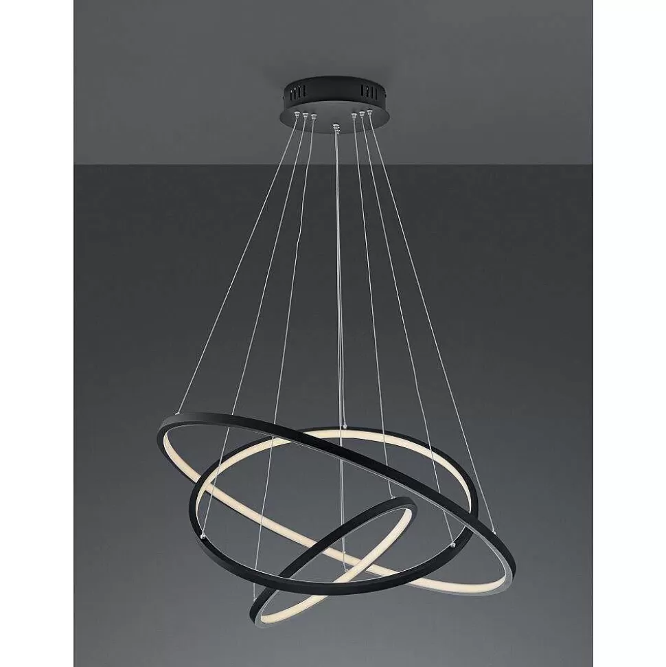 Luminaires Trio Luminaires Interieurs Connectes>Suspension Trio Aaron Led Anthracite, 1 Lumiere, Telecommandes, Changeur De Couleurs