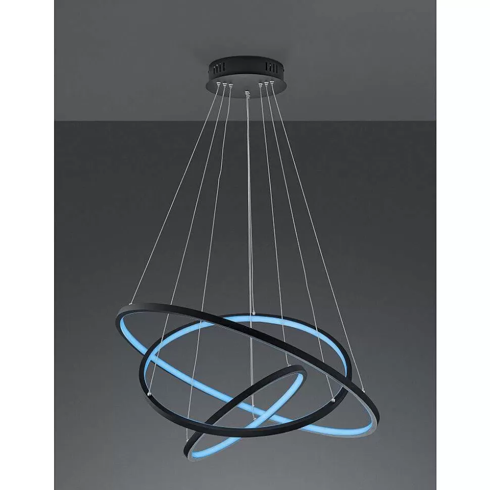 Luminaires Trio Luminaires Interieurs Connectes>Suspension Trio Aaron Led Anthracite, 1 Lumiere, Telecommandes, Changeur De Couleurs