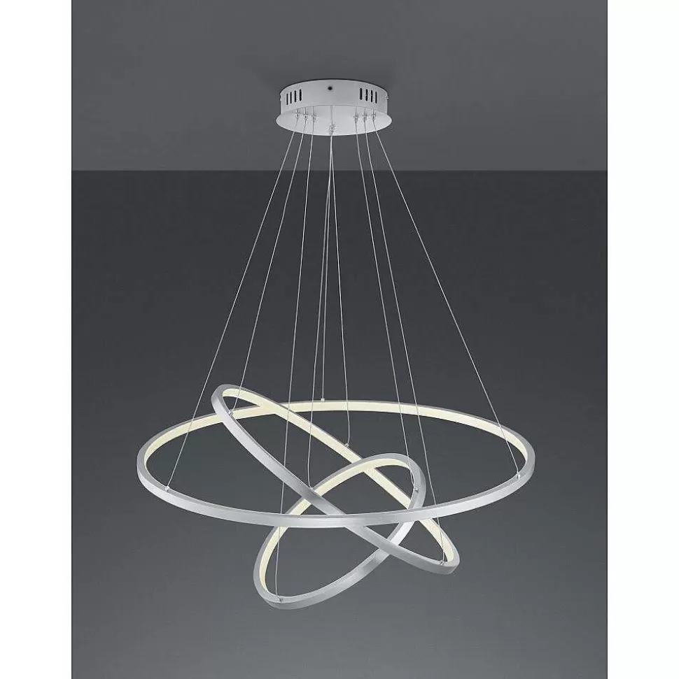 Luminaires Trio Wiz>Suspension Trio Aaron Led Nickel Mat, 1 Lumiere, Telecommandes, Changeur De Couleurs