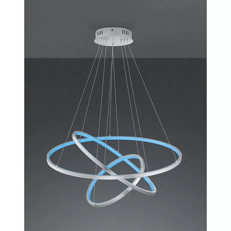 Luminaires Trio Wiz>Suspension Trio Aaron Led Nickel Mat, 1 Lumiere, Telecommandes, Changeur De Couleurs