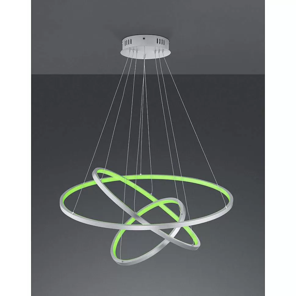 Luminaires Trio Wiz>Suspension Trio Aaron Led Nickel Mat, 1 Lumiere, Telecommandes, Changeur De Couleurs