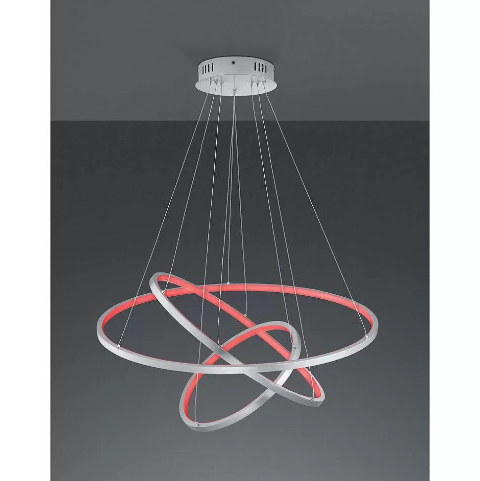 Luminaires Trio Wiz>Suspension Trio Aaron Led Nickel Mat, 1 Lumiere, Telecommandes, Changeur De Couleurs