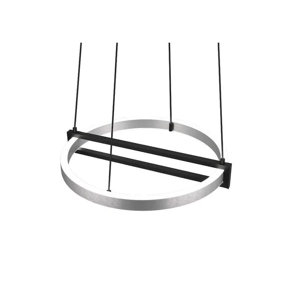 Luminaires Trio Wiz>Suspension Trio Thompson Led Aluminium Brosse, 1 Lumiere, Telecommandes, Changeur De Couleurs