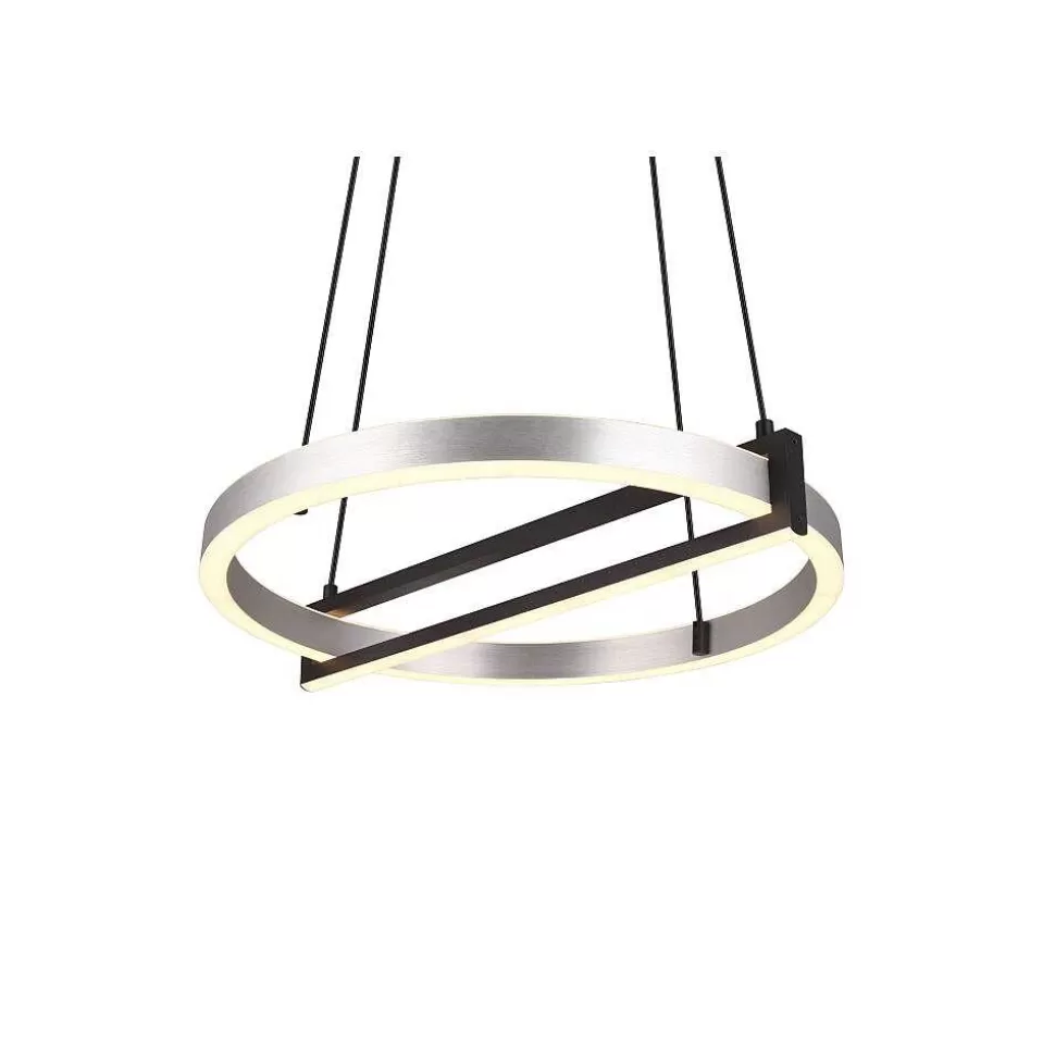 Luminaires Trio Wiz>Suspension Trio Thompson Led Aluminium Brosse, 1 Lumiere, Telecommandes, Changeur De Couleurs