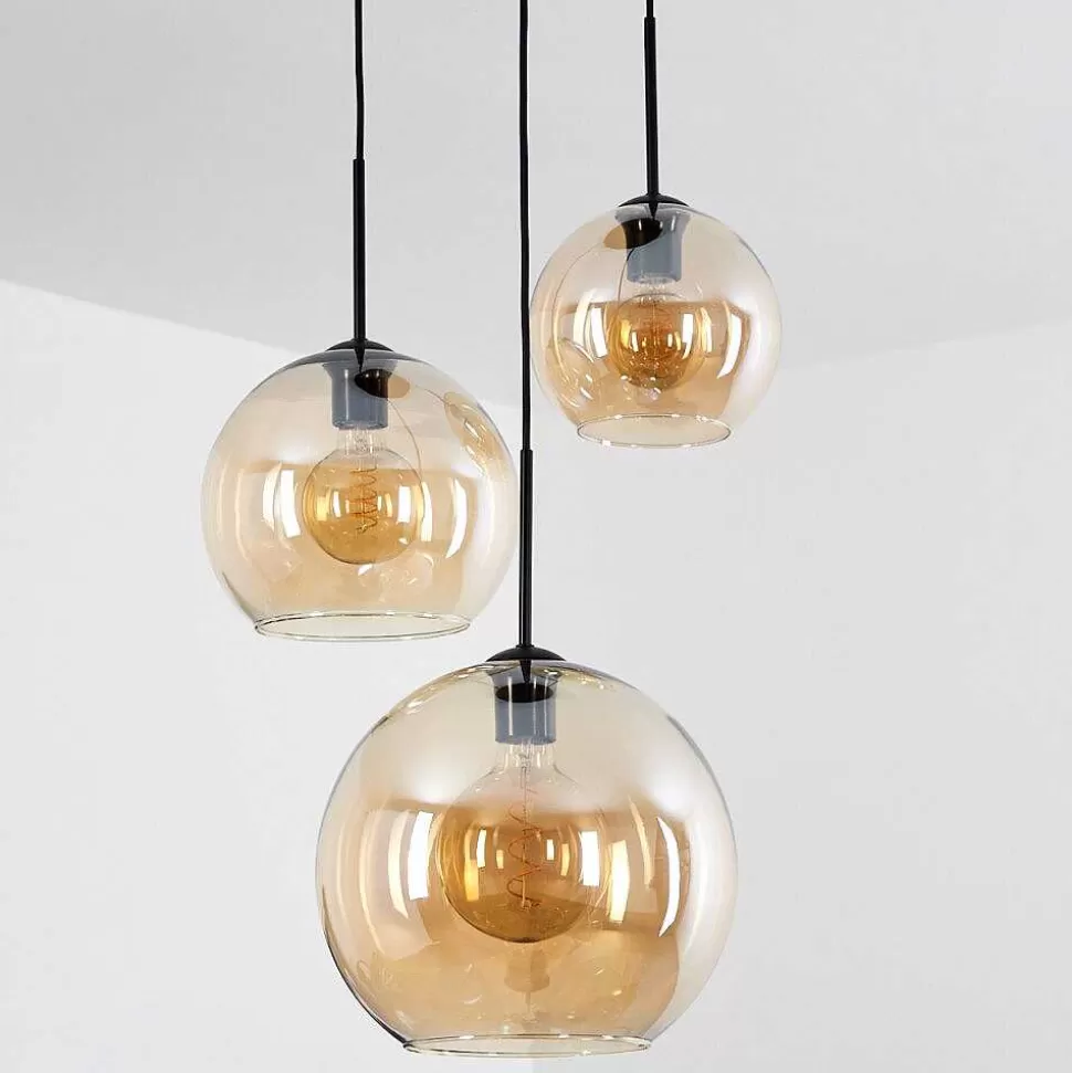 hofstein Lampes À Boules>Suspension Verre 20 Cm, 25 Cm, 30Cm Koyoto Ambre, 3 Lumieres