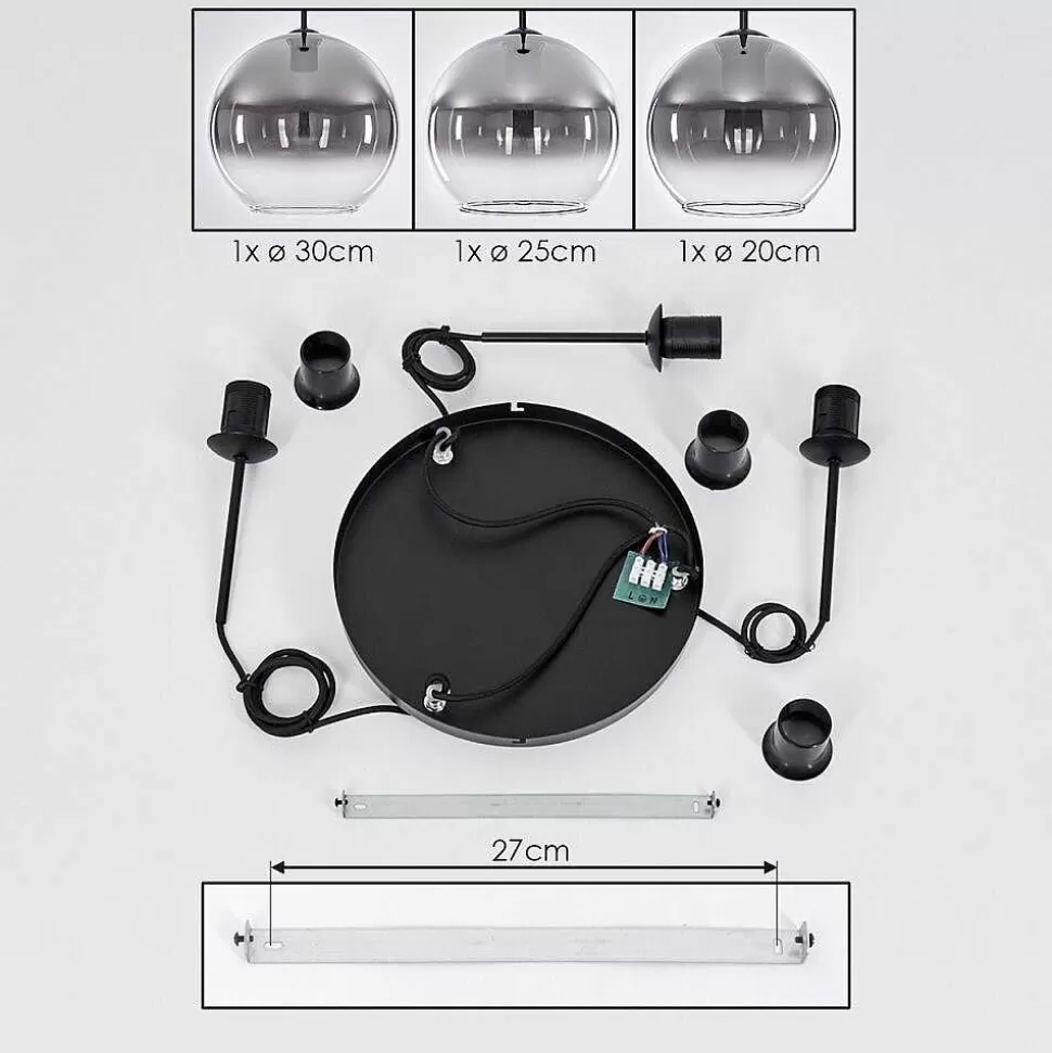 hofstein Suspensions>Suspension Verre 20 Cm, 25 Cm, 30Cm Koyoto Clair, Fume, 3 Lumieres