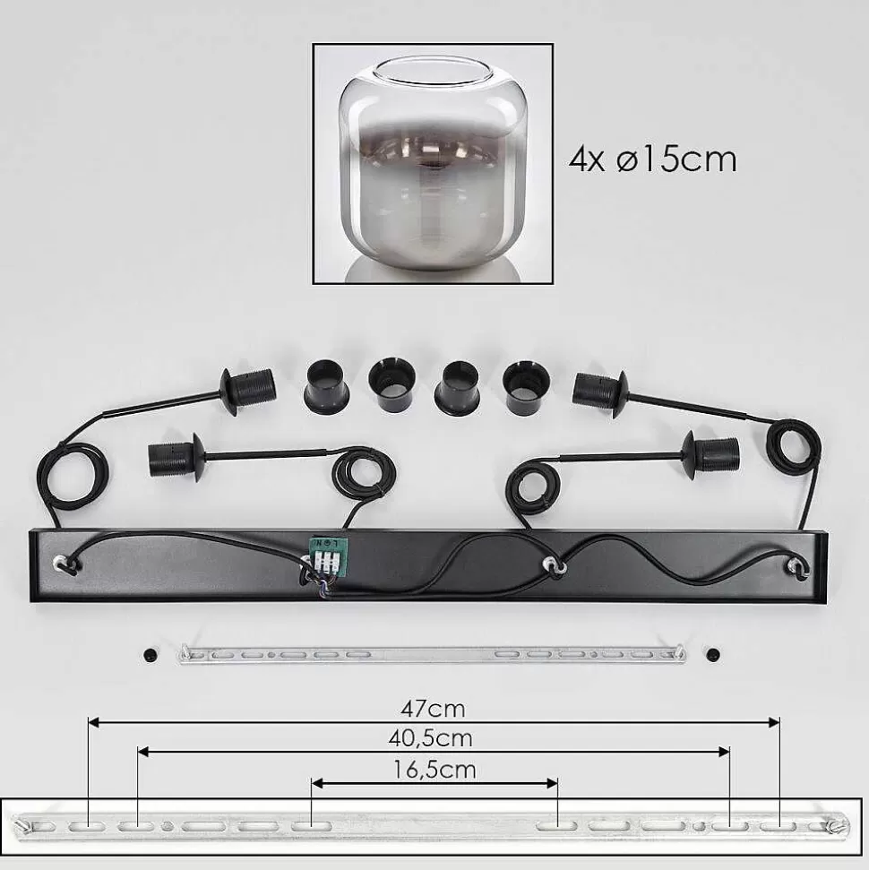 hofstein Suspensions>Suspension Verre 15 Cm Lauden Clair, Fume, 4 Lumieres