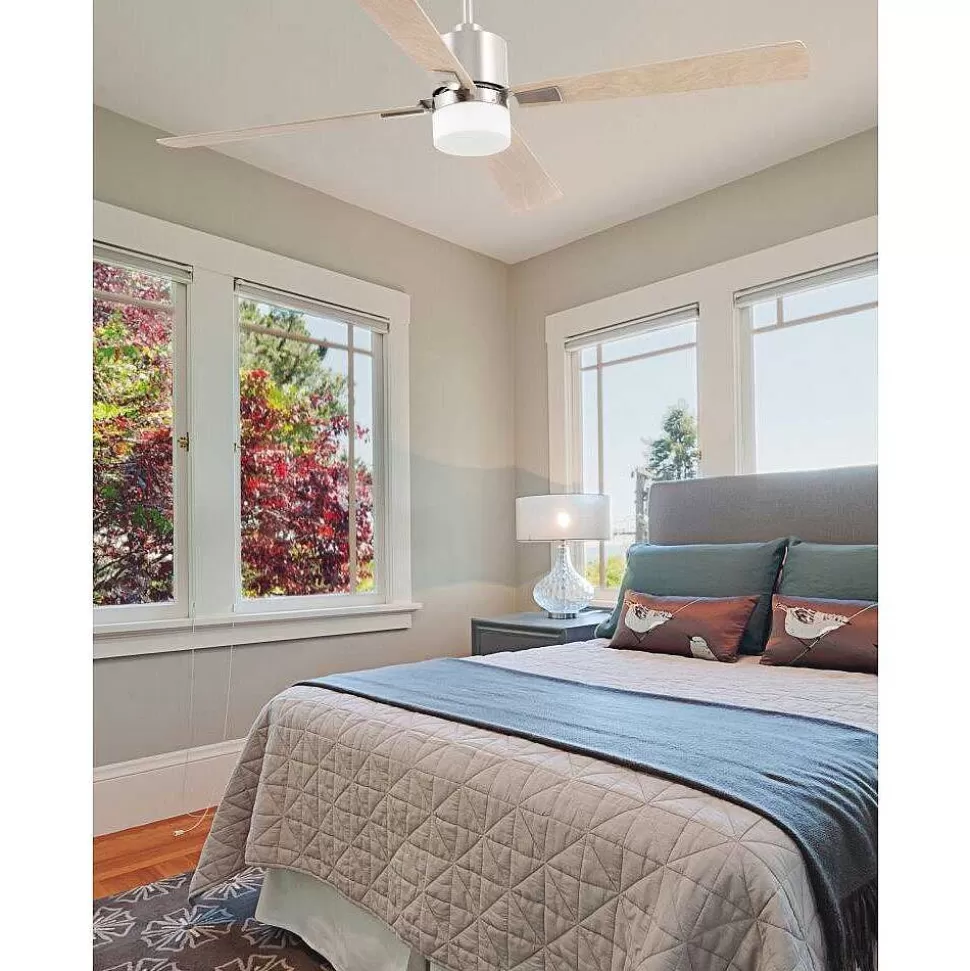 Luminaires Faro Barcelona Plafonniers Et Lustres Ventilateurs>Ventilateur De Plafond A Lampe Faro Barcelona Palk Nickel Mat, 2 Lumieres