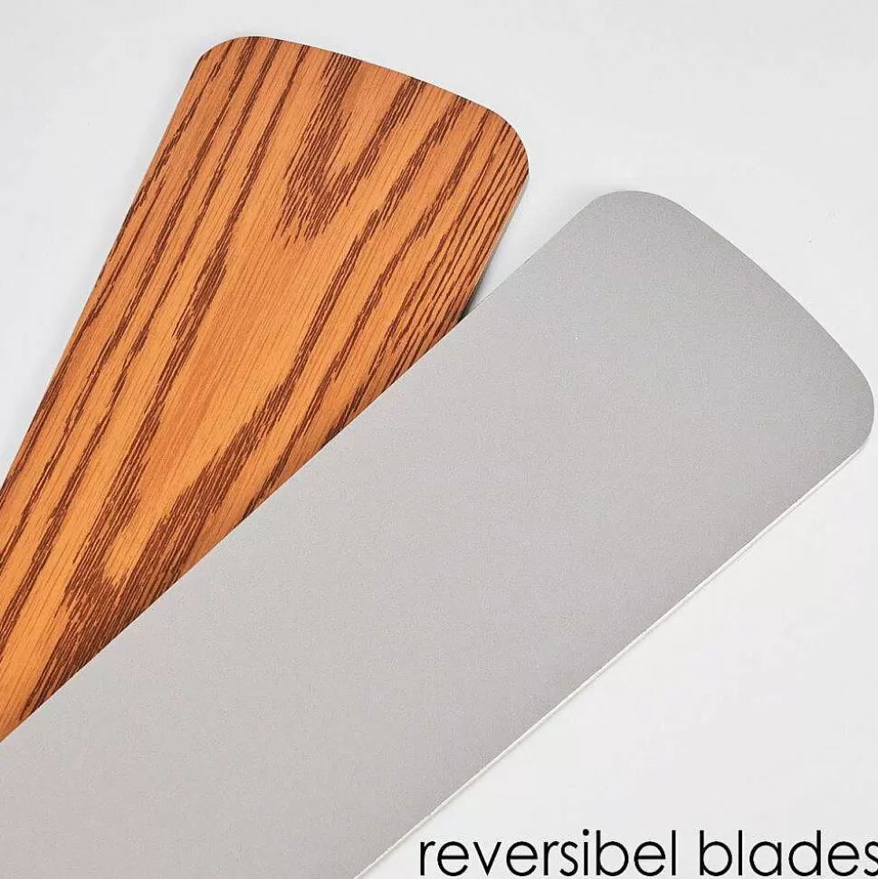 hofstein Plafonniers Et Lustres Ventilateurs>Ventilateur De Plafond Apiao Brun, Couleur Bois, Argente, 1 Lumiere