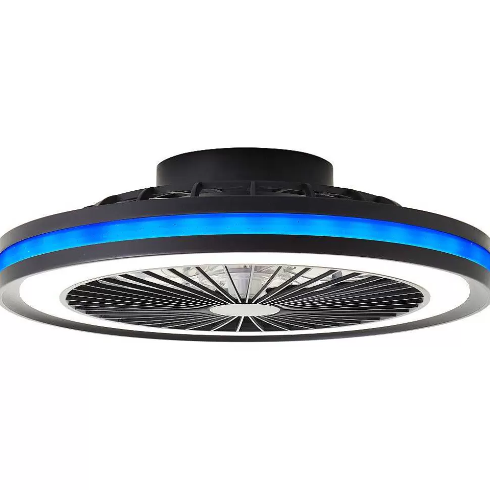 Luminaires Brilliant Plafonniers Et Lustres Ventilateurs>Ventilateur De Plafond Brilliant Palmero Noir, 1 Lumiere, Telecommandes, Changeur De Couleurs