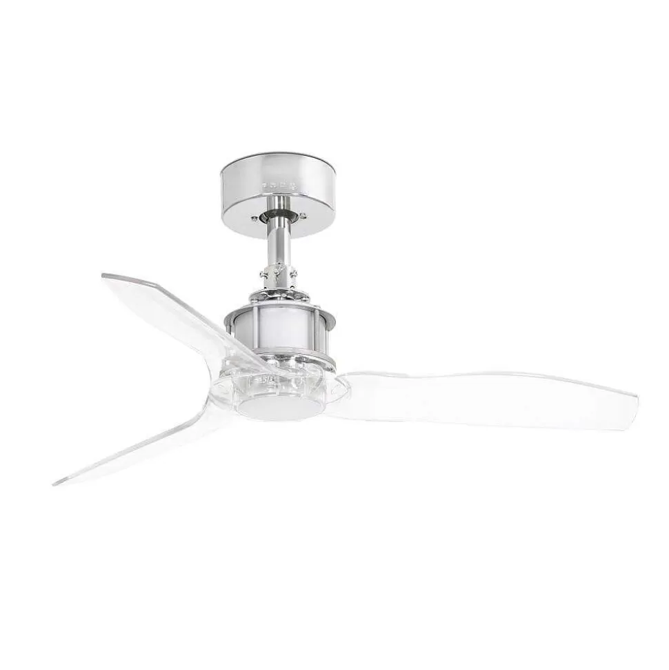 Luminaires Faro Barcelona Plafonniers Et Lustres Ventilateurs>Ventilateur De Plafond Faro Barcelona Justfan Chrome, Telecommandes
