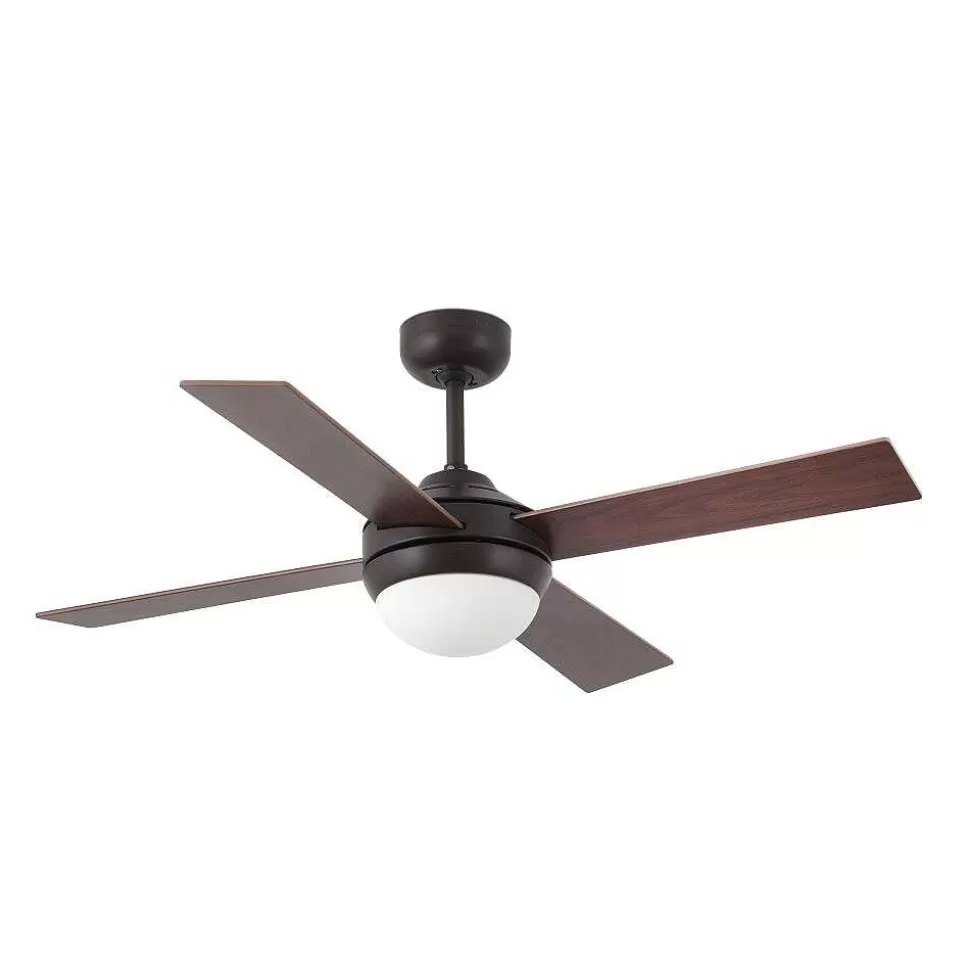 Luminaires Faro Barcelona Plafonniers Et Lustres Ventilateurs>Ventilateur De Plafond Faro Barcelona Mini Icaria Rouille, 2 Lumieres