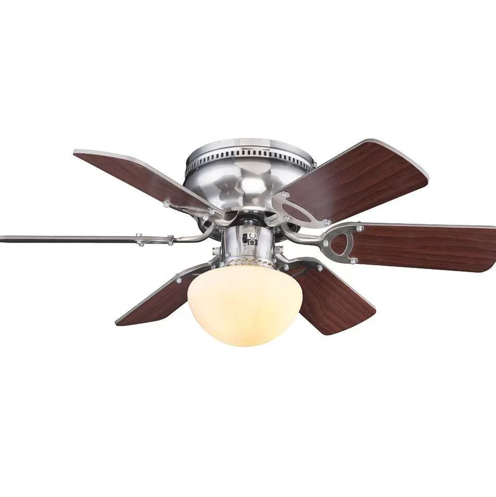 Luminaires Globo Lighting Plafonniers Et Lustres Ventilateurs>Ventilateur De Plafond Globo Ugo Nickel Mat, 1 Lumiere