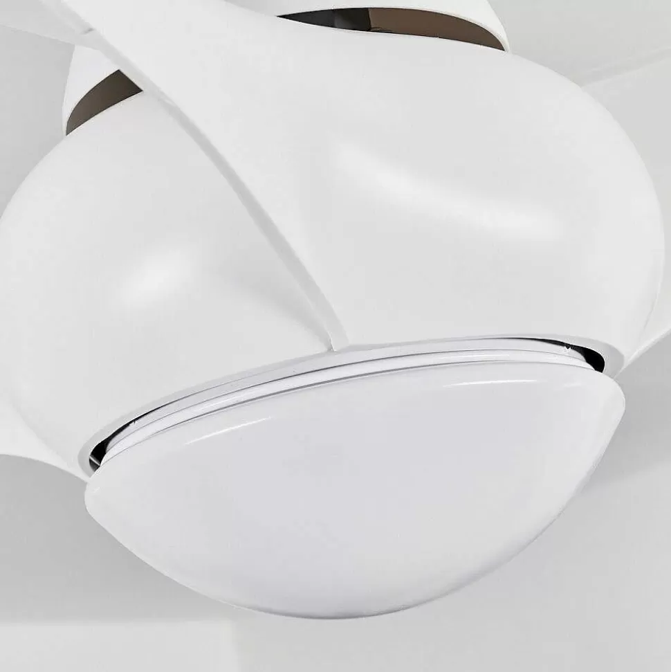 hofstein Plafonniers Et Lustres Ventilateurs>Ventilateur De Plafond Malloa Led Blanc, 1 Lumiere, Telecommandes