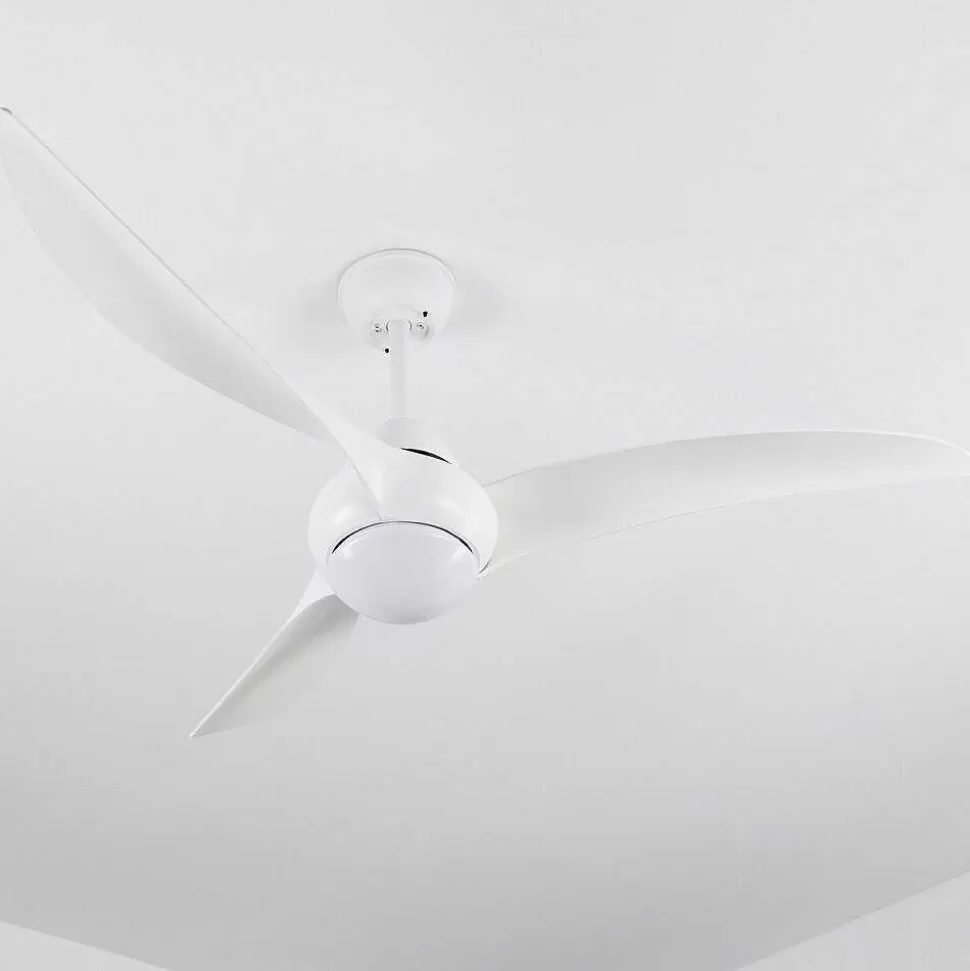 hofstein Plafonniers Et Lustres Ventilateurs>Ventilateur De Plafond Malloa Led Blanc, 1 Lumiere, Telecommandes