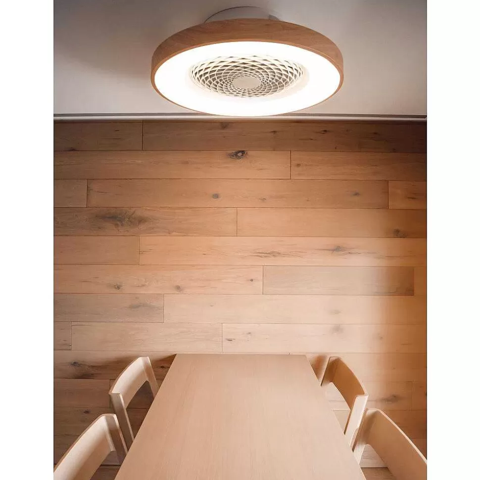 Luminaires Mantra Tuya>Ventilateur De Plafond Mantra Tibet Led Bois Fonce, Blanc, 1 Lumiere, Telecommandes