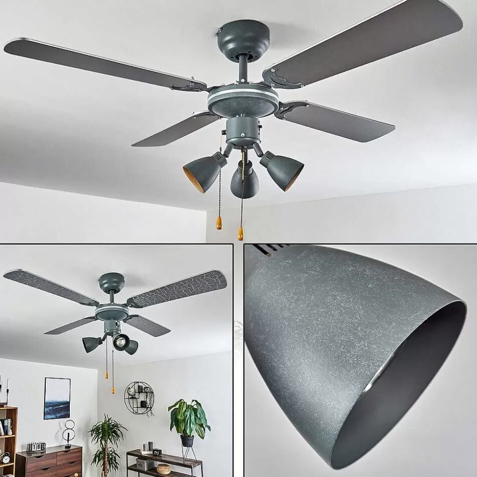 hofstein Plafonniers Et Lustres Ventilateurs>Ventilateur De Plafond Marigliano Gris, Argente