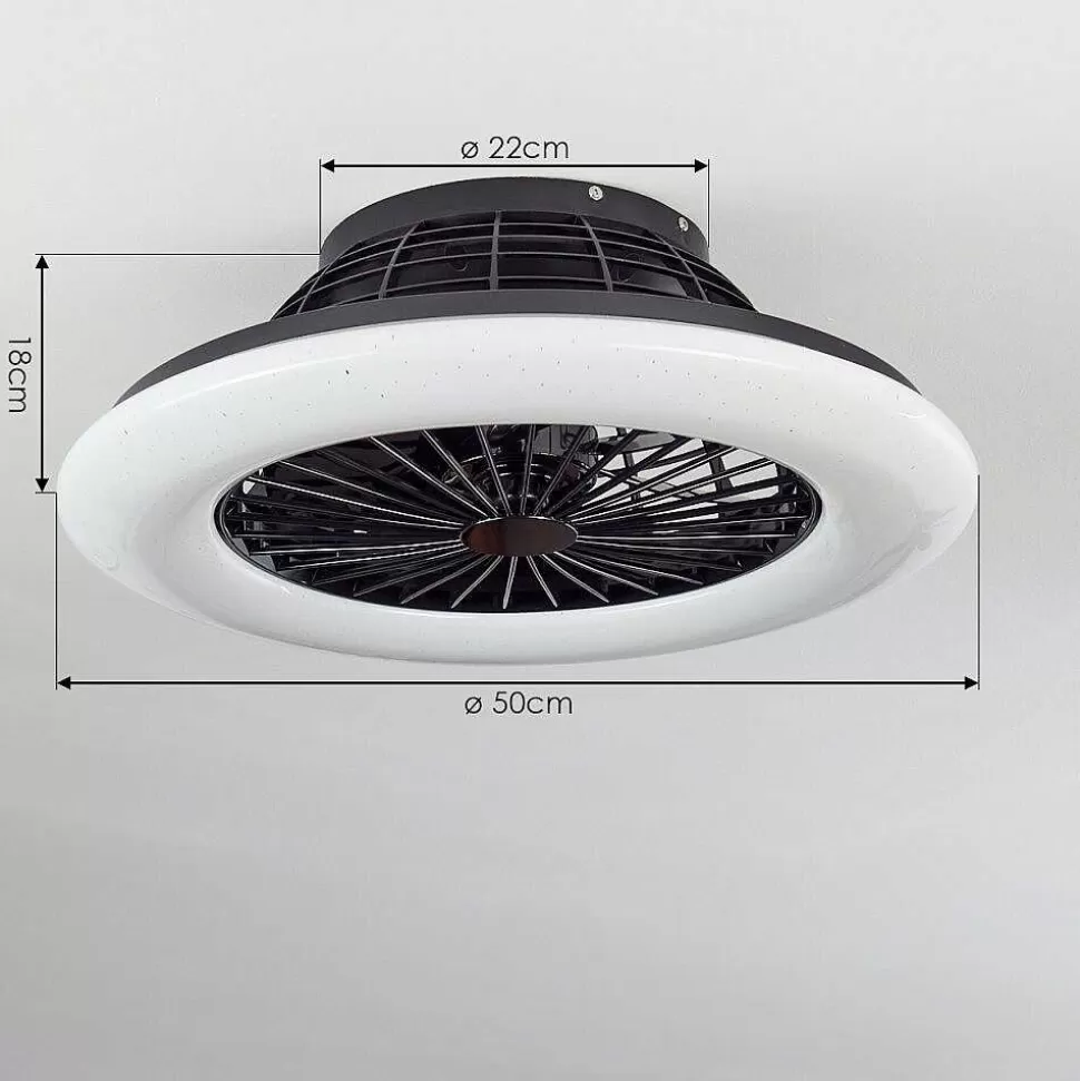 hofstein Plafonniers Et Lustres Ventilateurs>Ventilateur De Plafond Piraeus Led Noir, 1 Lumiere, Telecommandes