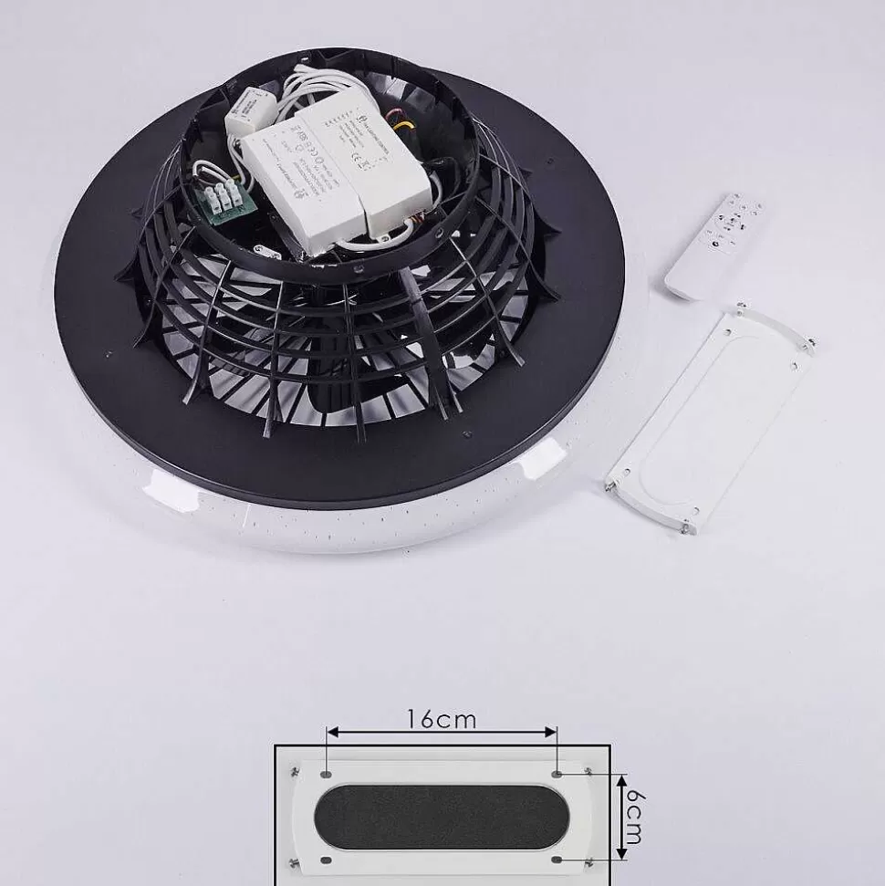 hofstein Plafonniers Et Lustres Ventilateurs>Ventilateur De Plafond Pireaus Led Noir, 1 Lumiere, Telecommandes, Changeur De Couleurs