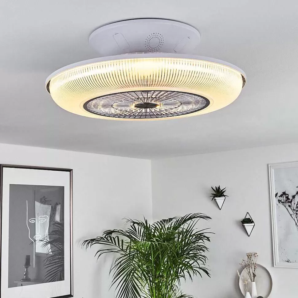 hofstein Plafonniers Et Lustres Ventilateurs>Ventilateur De Plafond Riccione Led Blanc, 1 Lumiere, Telecommandes, Changeur De Couleurs