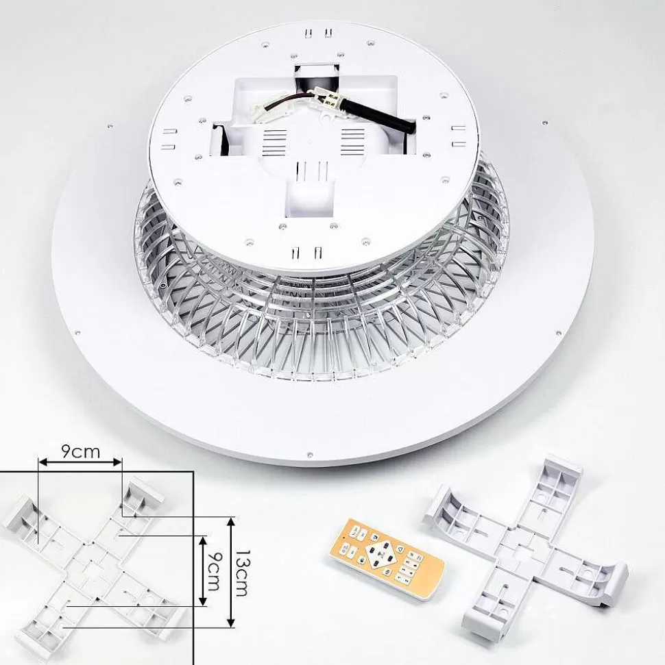 hofstein Plafonniers Et Lustres Ventilateurs>Ventilateur De Plafond Riccione Led Blanc, 1 Lumiere, Telecommandes, Changeur De Couleurs