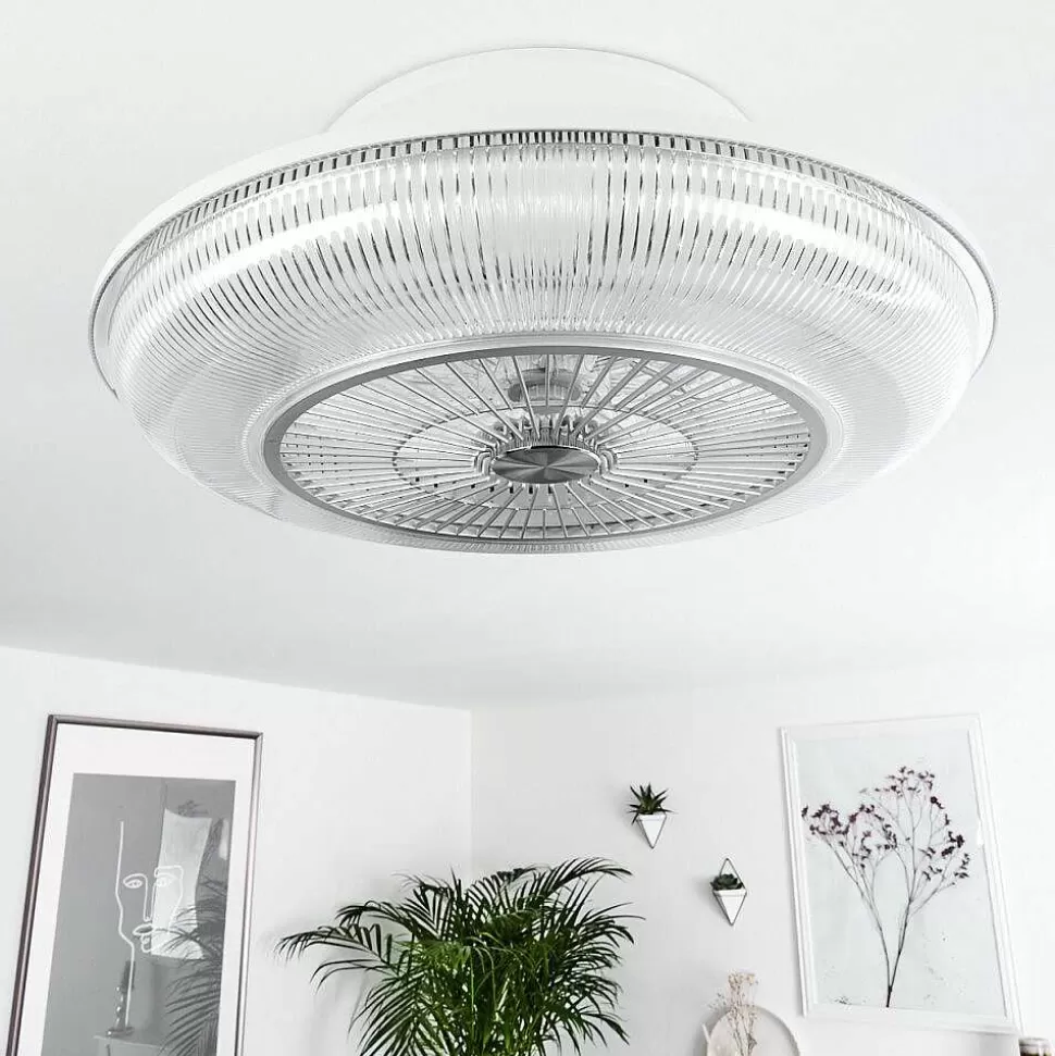 hofstein Plafonniers Et Lustres Ventilateurs>Ventilateur De Plafond Riccione Led Blanc, 1 Lumiere, Telecommandes, Changeur De Couleurs
