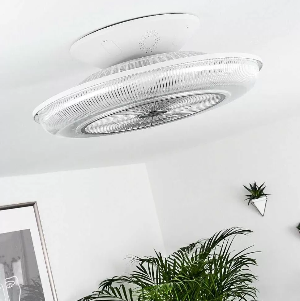 hofstein Plafonniers Et Lustres Ventilateurs>Ventilateur De Plafond Riccione Led Blanc, 1 Lumiere, Telecommandes, Changeur De Couleurs