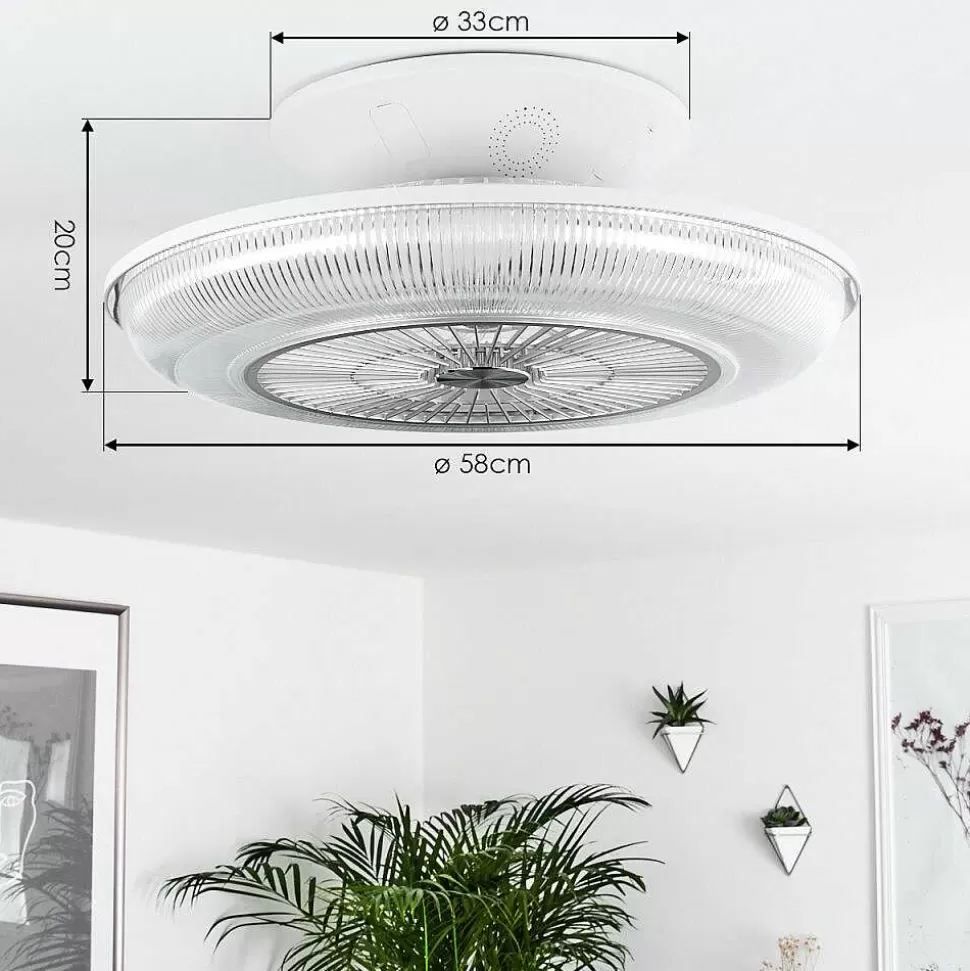 hofstein Plafonniers Et Lustres Ventilateurs>Ventilateur De Plafond Riccione Led Blanc, 1 Lumiere, Telecommandes, Changeur De Couleurs