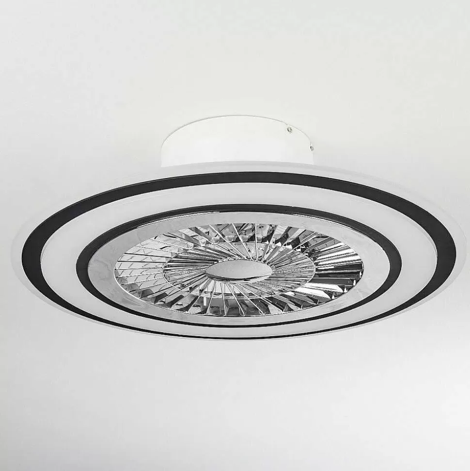 hofstein Plafonniers Et Lustres Ventilateurs>Ventilateur De Plafond Terradura Led Chrome, Noir, Blanc, 1 Lumiere, Telecommandes