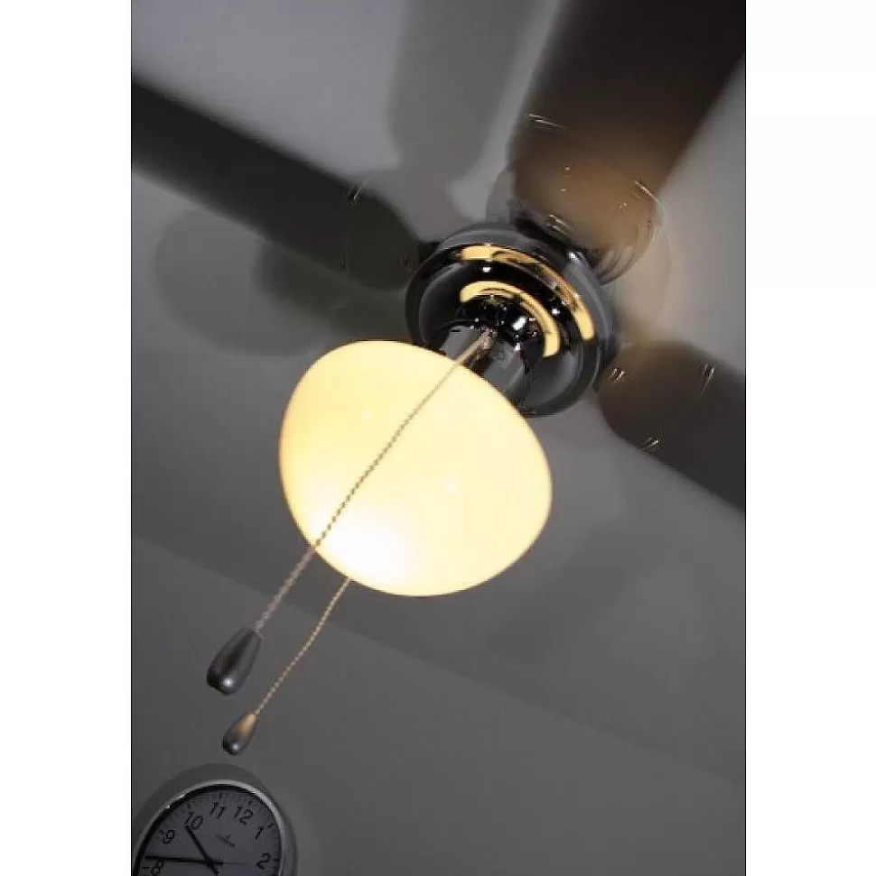 Luminaires Globo Lighting Plafonniers Et Lustres Ventilateurs>Ventilateur Globo Champion Chrome, Acier Inoxydable, Blanc, 1 Lumiere